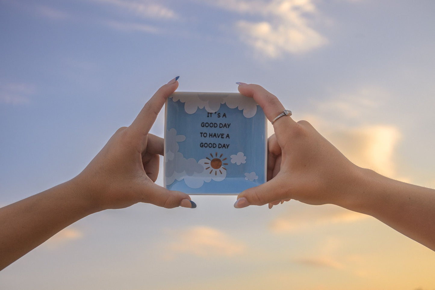 It's A Good Day With Clouds - Square Trinket  Tray